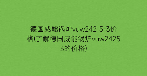 德国威能锅炉vuw242 5-3价格(了解德国威能锅炉vuw24253的价格)